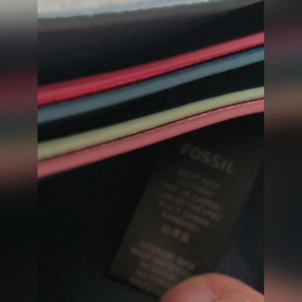 Fossil Vale Medium Leather Tab Wallet Midnight Navy